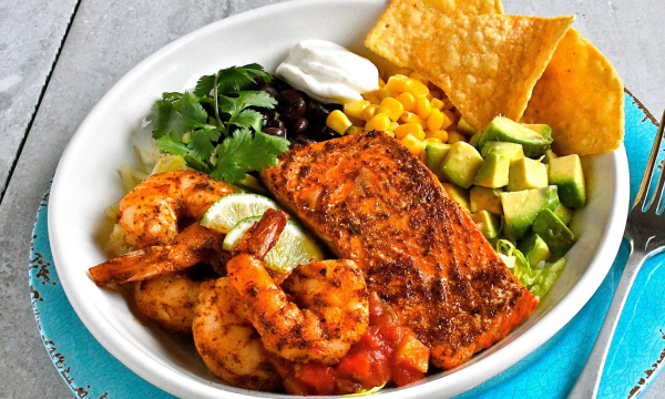 Steelhead and Shrimp Taco Bowls