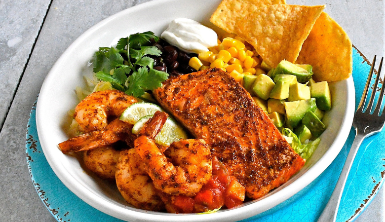 Steelhead and Shrimp Taco Bowls