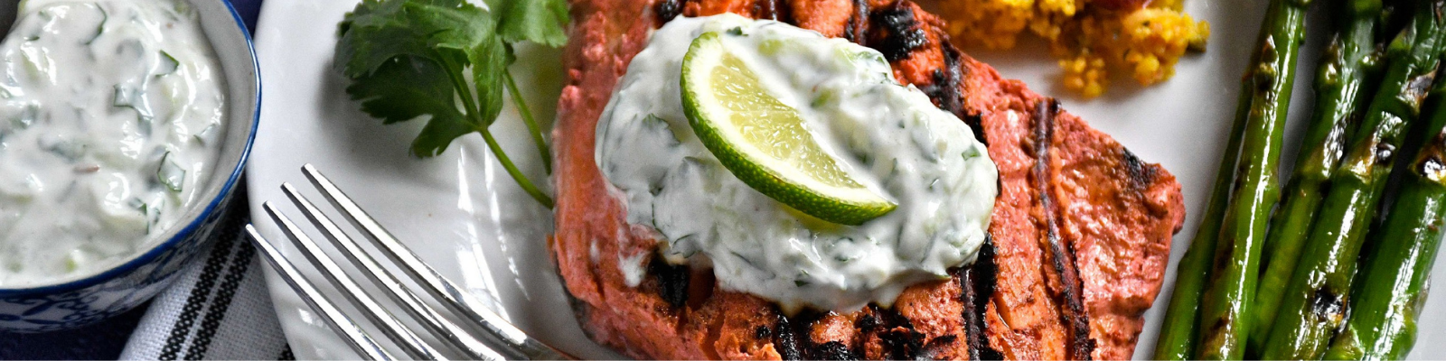 Tandoori Grilled Salmon with Cucumber Raita 