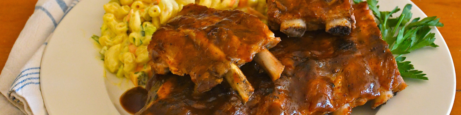 BBQ Pork Back Ribs with Mac and Cheese Salad