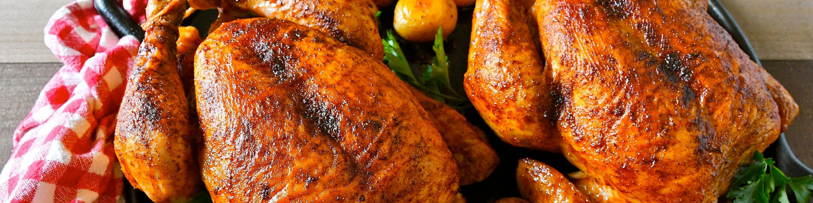 BBQ-style Roast Chickens with Lemony Potatoes