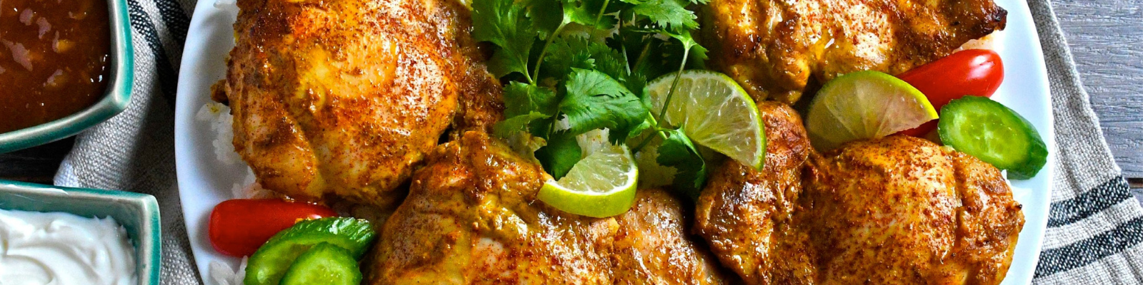 Curry Roasted Chicken Thighs with Mango Chutney