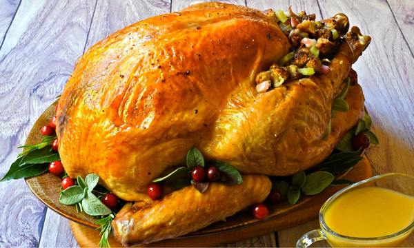 Roast Turkey with Foccacia, Prosciutto and Apple Stuffing