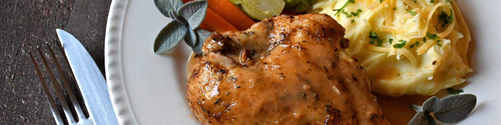 Roast Chicken Breast Dinner with Gouda Mashed Potatoes 