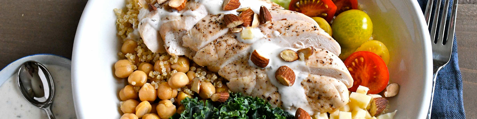 Roasted Chicken Breast Bowls with Quinoa, Chickpeas and Vegetables