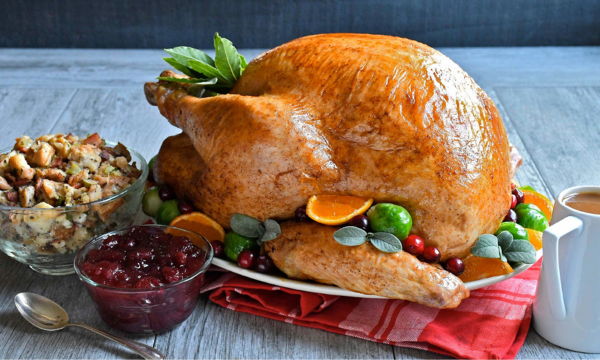 Roast Turkey with Smoky Bacon, Onion and Sage Dressing