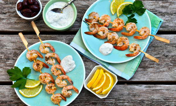 Greek-style Grilled Prawn Skewers