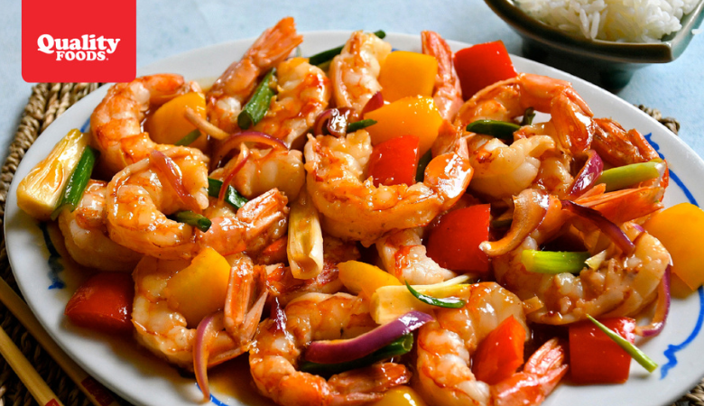 Honey Ginger Prawns with Peppers and Spring Onions 