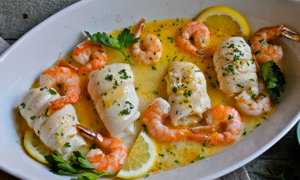 Sumptuous Sole and Prawn Bake for Two 