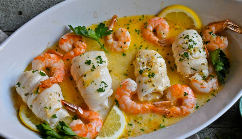 Sumptuous Sole and Prawn Bake for Two 