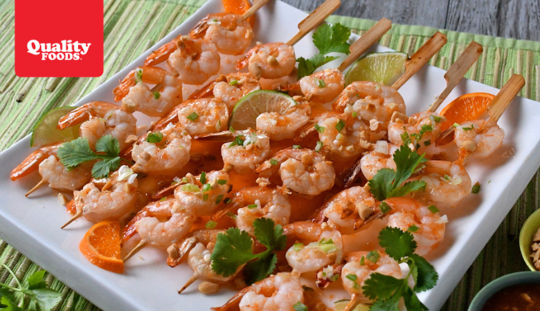 Sweet Chili Mandarin Prawn Skewers