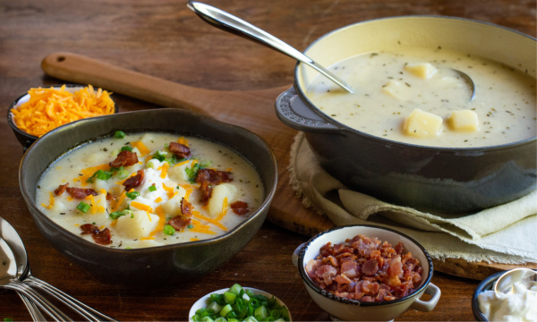 Chunky Potato Soup with Cheddar, Onion & Bacon