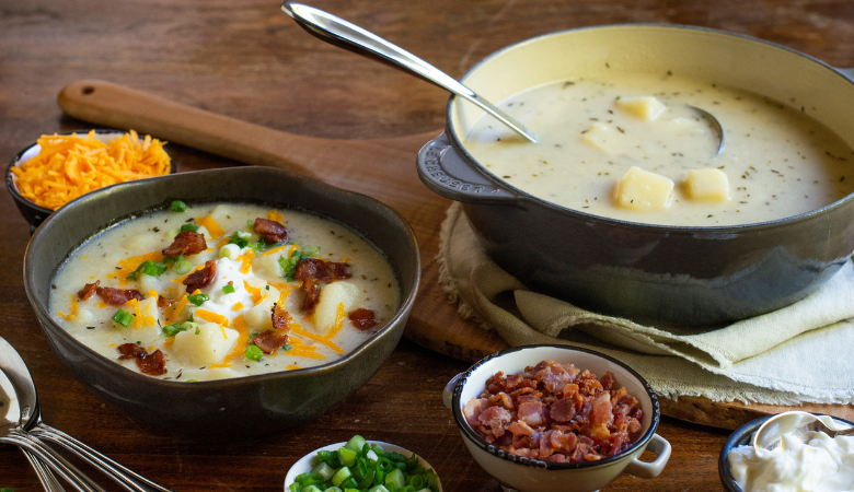 Chunky Potato Soup with Cheddar, Onion & Bacon