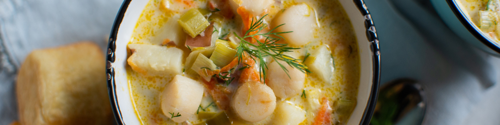 Scallop Chowder with Smoked Salmon & Leeks