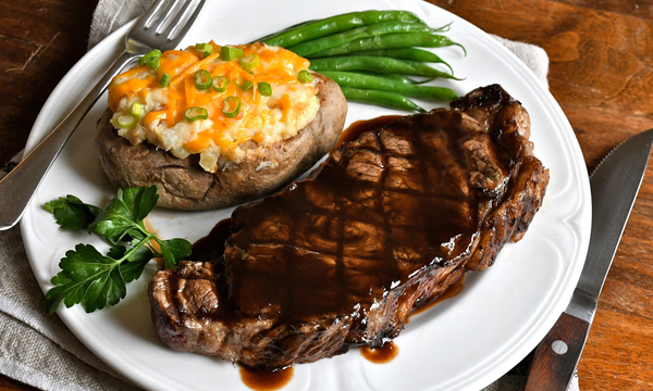 Strip Loin Steaks with Espresso Whiskey Sauce 