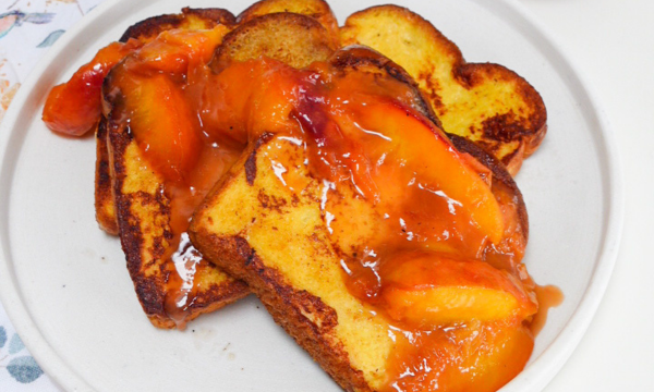 Five Ingredient Caramelized Peach French Toast