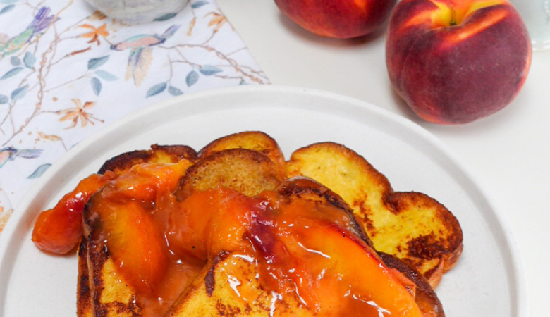 Five Ingredient Caramelized Peach French Toast