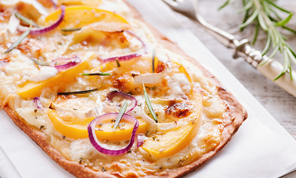Peach and Goat Cheese Pizza