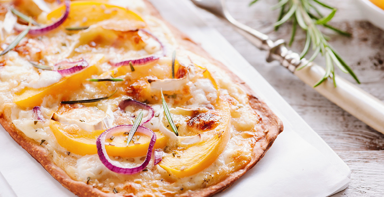 Peach and Goat Cheese Pizza