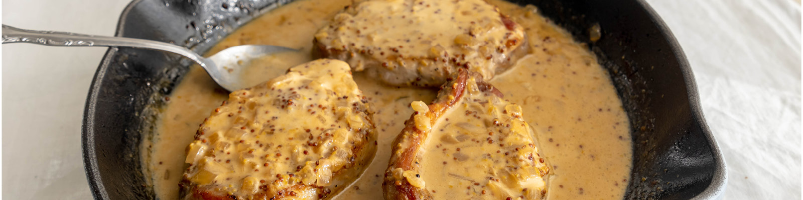 Creamy Rosemary, Maple & Dijon Pork Chops