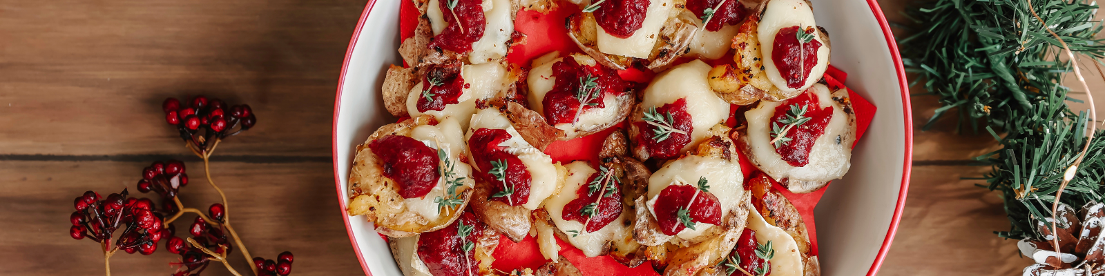 Brie Smashed Potatoes with Cranberry and Mandarin Glaze