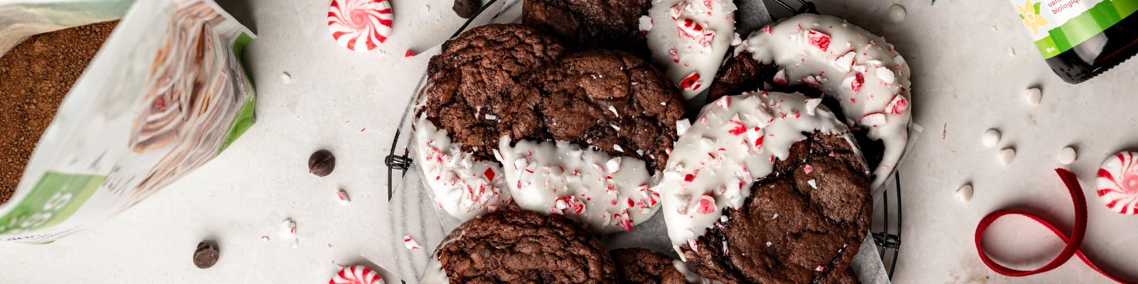 Triple Chocolate Candy Cane Cookies