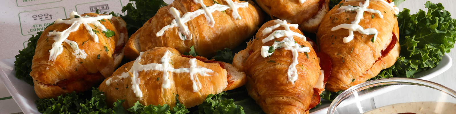 Mini Croissant Football Pizza Sliders