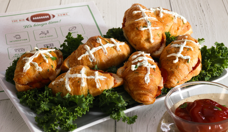 Mini Croissant Football Pizza Sliders
