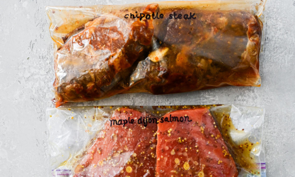 meat marinating in ziploc bags