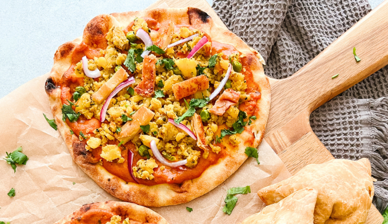 Butter Chicken Naan Pizza