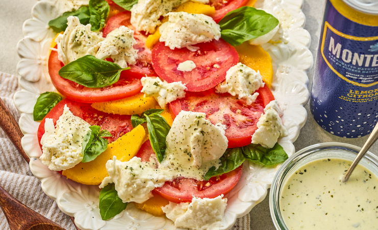 Montellier Tomato, mango and mozzarella salad with lemon basil vinaigrette