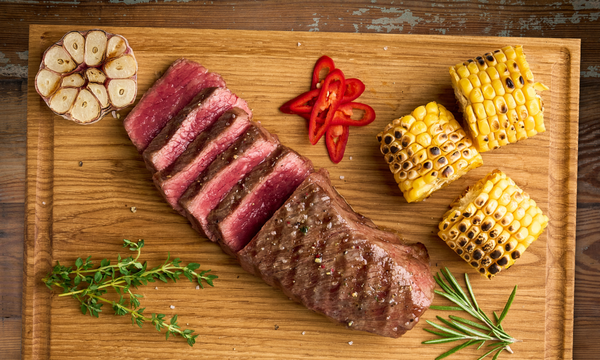 BBQ Strip Loin Steak with Grilled Corn