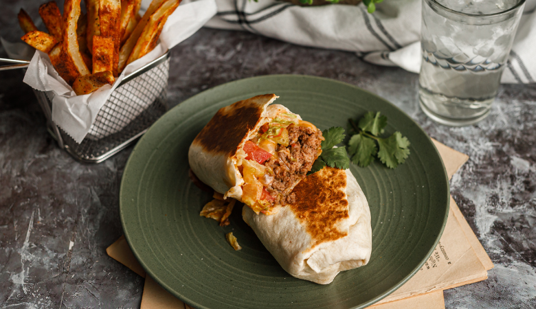 Cheesy Beef Burritos with Crispy Fries