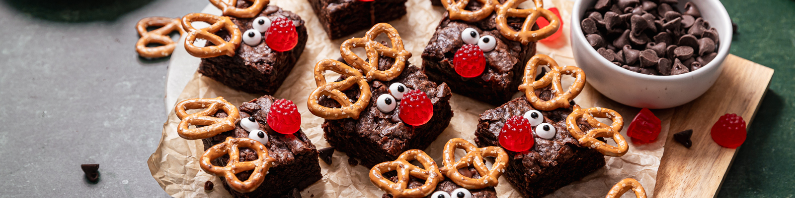 Chocolate Chip Reindeer Brownies