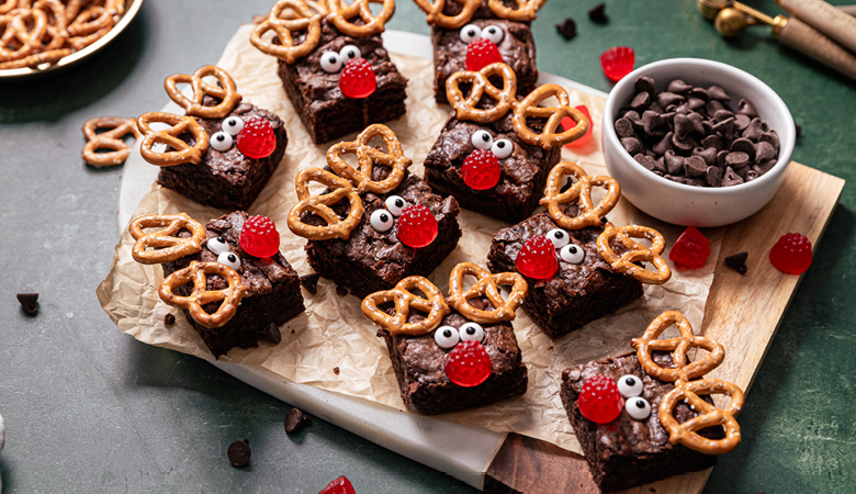 Chocolate Chip Reindeer Brownies