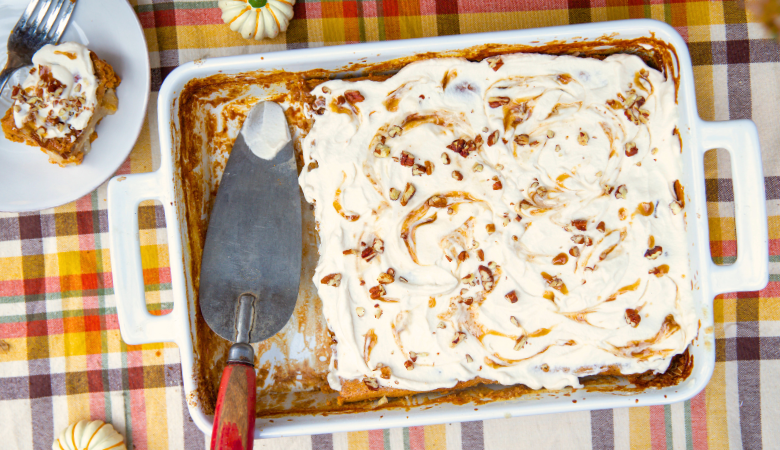 Pumpkin Dump Cake with Pecan Crunch Recipe