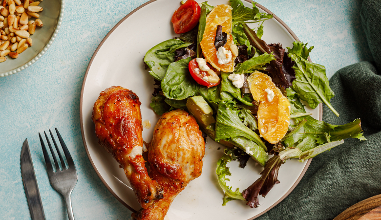 Honey Dijon Drumsticks & Spring Citrus Salad