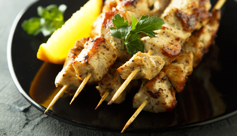 Grilled chicken skewer