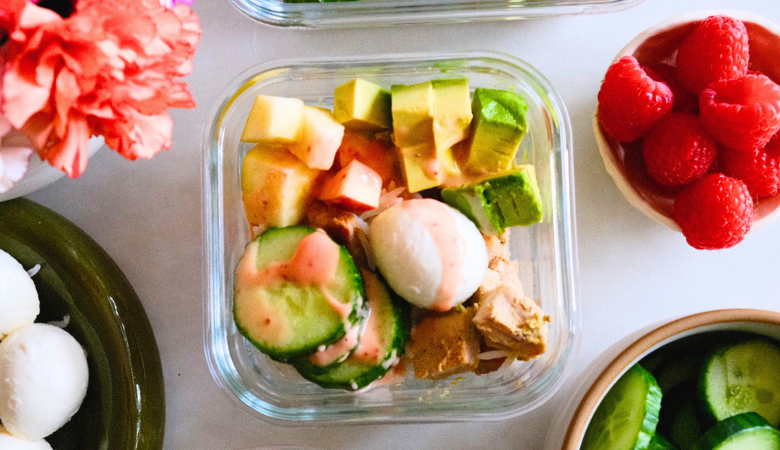 seared-pork-loin-bowls-with-cucumber-raspberry-vinaigrette