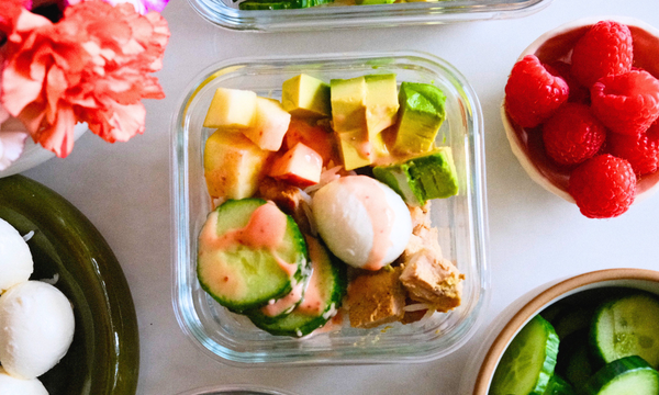 Seared Pork Loin Bowls with Cucumber & Raspberry Vinaigrette