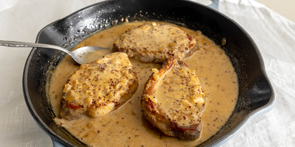Creamy Rosemary, Maple & Dijon Pork Chops