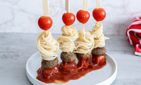 Spaghetti and Meatball Skewer Recipe