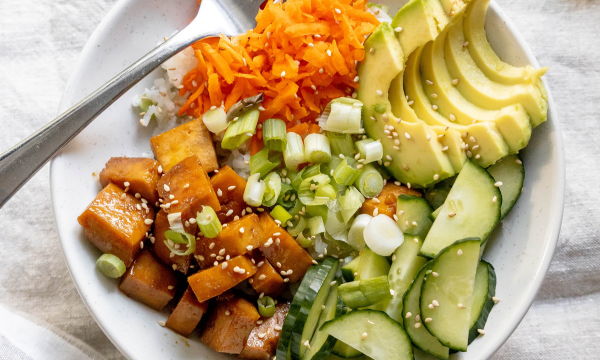 Sticky Maple Tofu Poke Bowl Recipe