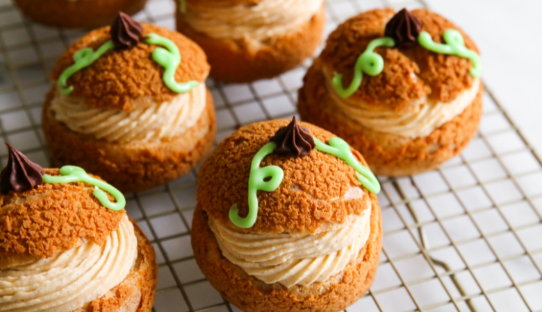 Pumpkin Cheesecake Cream Puffs