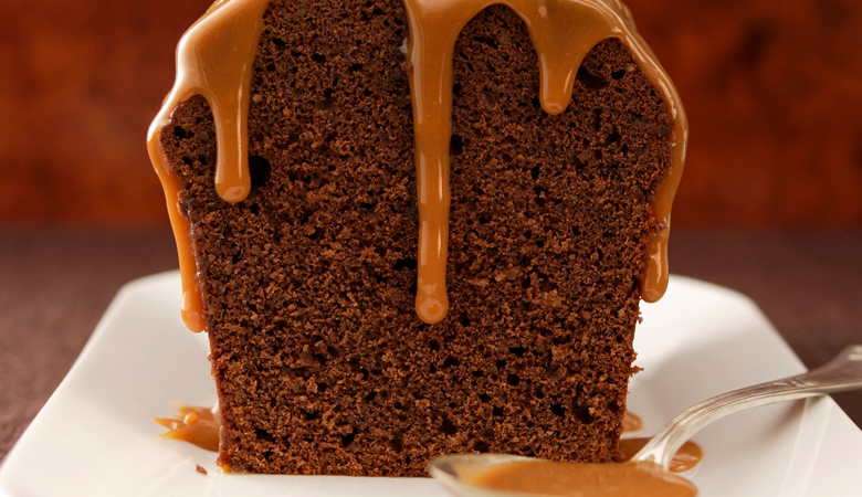 Chocolate Coffee Cake with Caramel Sauce