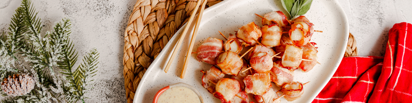 Bacon Wrapped Scallops with a Maple Aioli