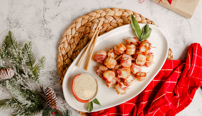 Bacon Wrapped Scallops with a Maple Aioli