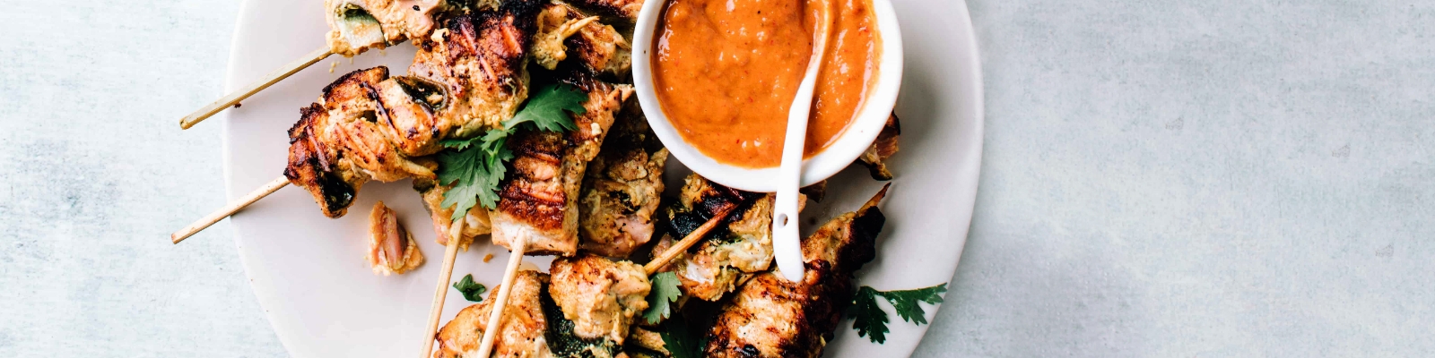 Grilled Coconut Salmon Skewers with Peanut Sauce