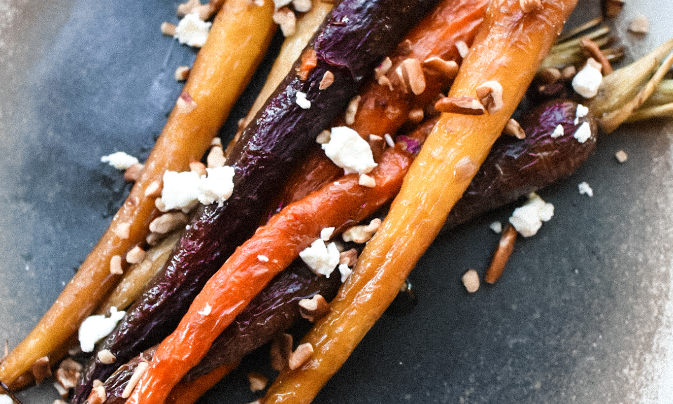 Maple Roasted Carrots with Pecans and Goat Cheese