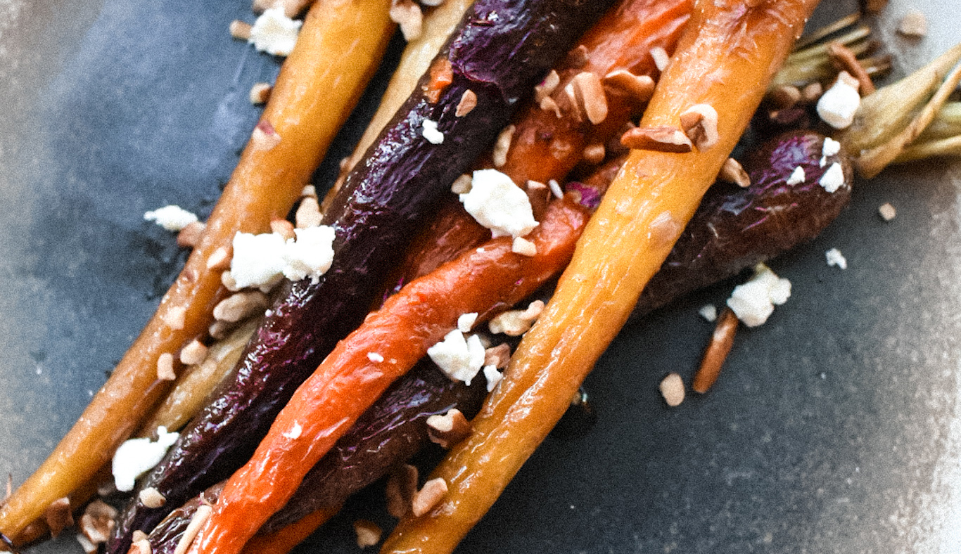 Maple Roasted Carrots with Pecans and Goat Cheese